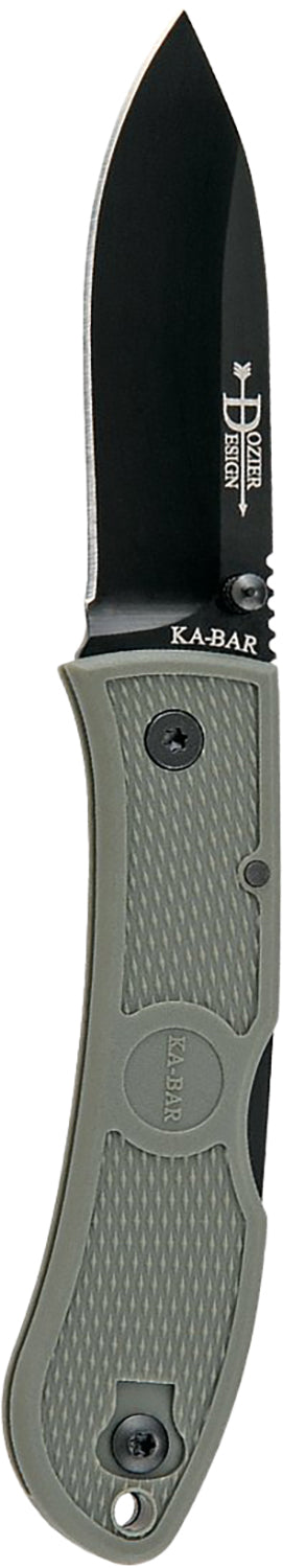 Ka-Bar 4062FG Dozier Hunter 3" Folding Drop Point Plain AUS-8A SS Blade, Foliage Green Zytel Handle