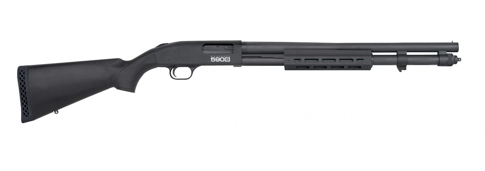 Mossberg 51604 590S 12 Gauge Pump 3" 13+1 20" Matte Blued Steel Barrel, Matte Blued Optic Ready Receiver, Fixed Black Synthetic Stock, Right Hand