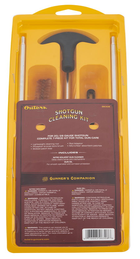 Outers 96308 Aluminum Rod Shotgun Cleaning Kit 20/28 Gauge (Clam Pack)