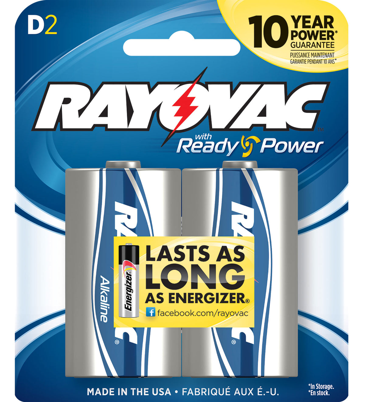 Rayovac High Energy D Alkaline Batteries 1.5V 12000mAh 2-Pack