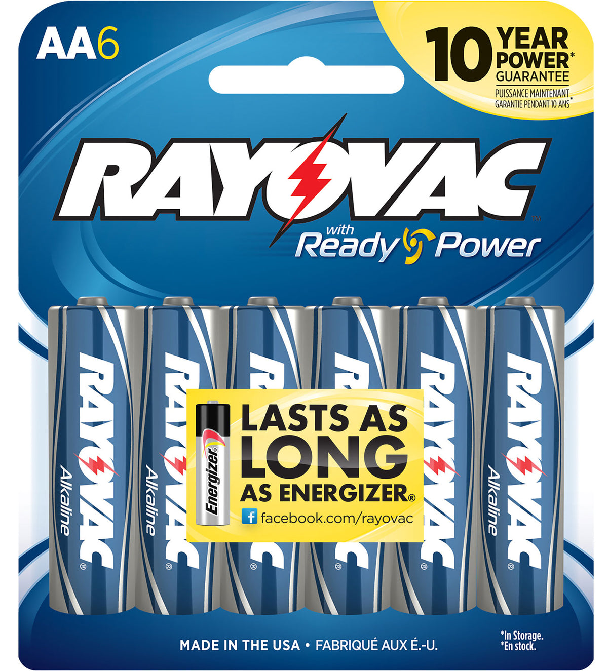 Rayovac High Energy AA Alkaline Batteries 1.5V 2700mAh 6-Pack