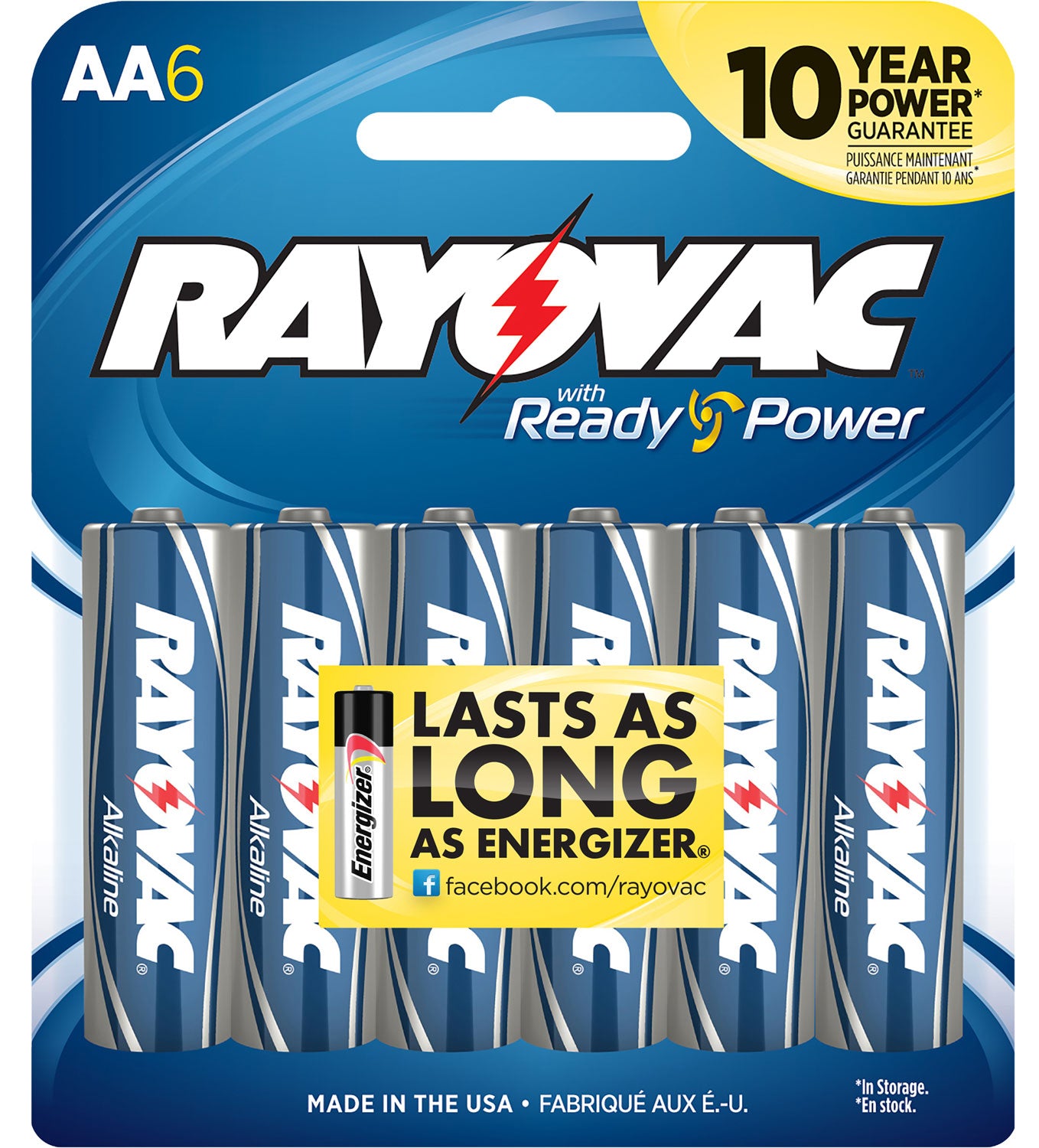 Rayovac High Energy AA Alkaline Batteries 1.5V 2700mAh 6-Pack