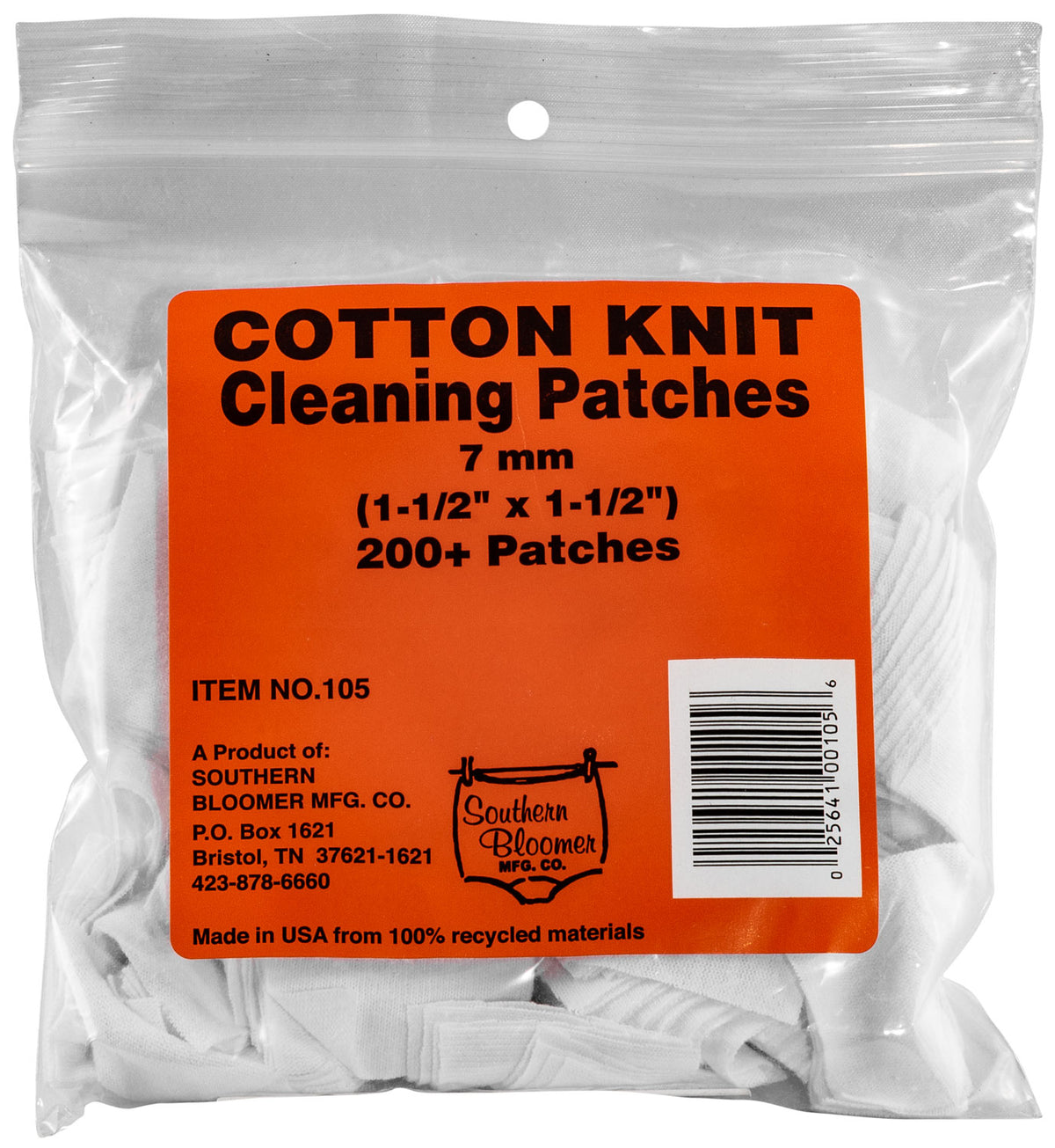 Southern Bloomer 105 7mm Cotton Gun Cleaning Patches 200 Per Pack