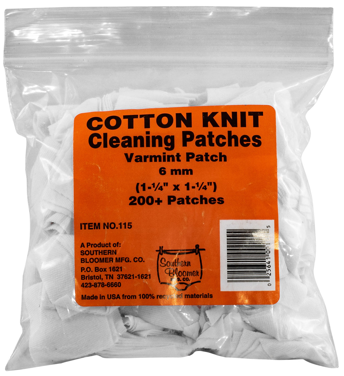 Southern Bloomer 115 6mm Cotton Gun Cleaning Patches 200 Per Pack