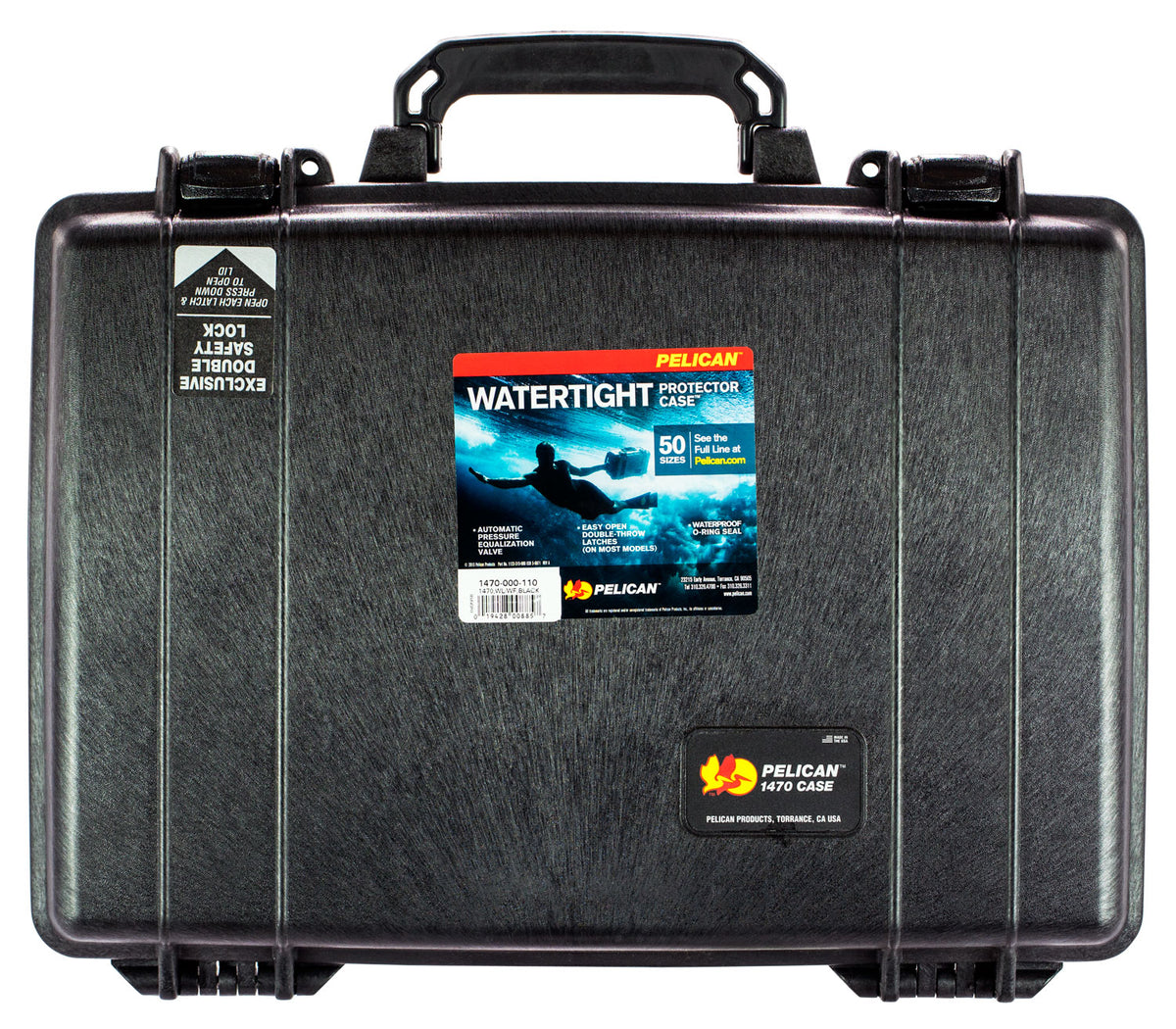 Pelican 1470000110 Protector Laptop Case Black 16" Interior Double-Latch Polymer