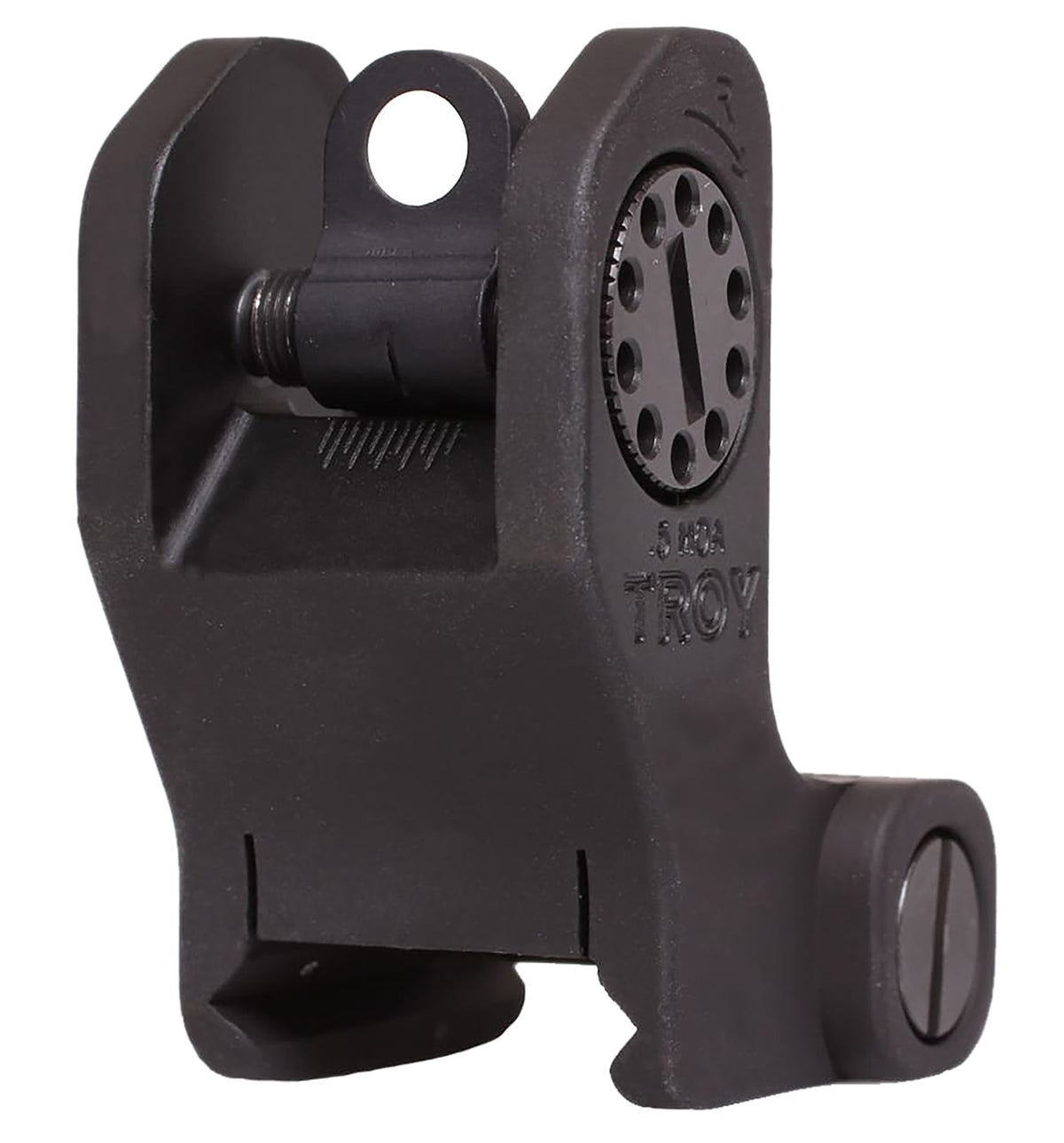 Troy Industries SSIGFRSROBT00 Fixed Rear BattleSight Round Black Hardcoat Anodized for AR-15/AR-10