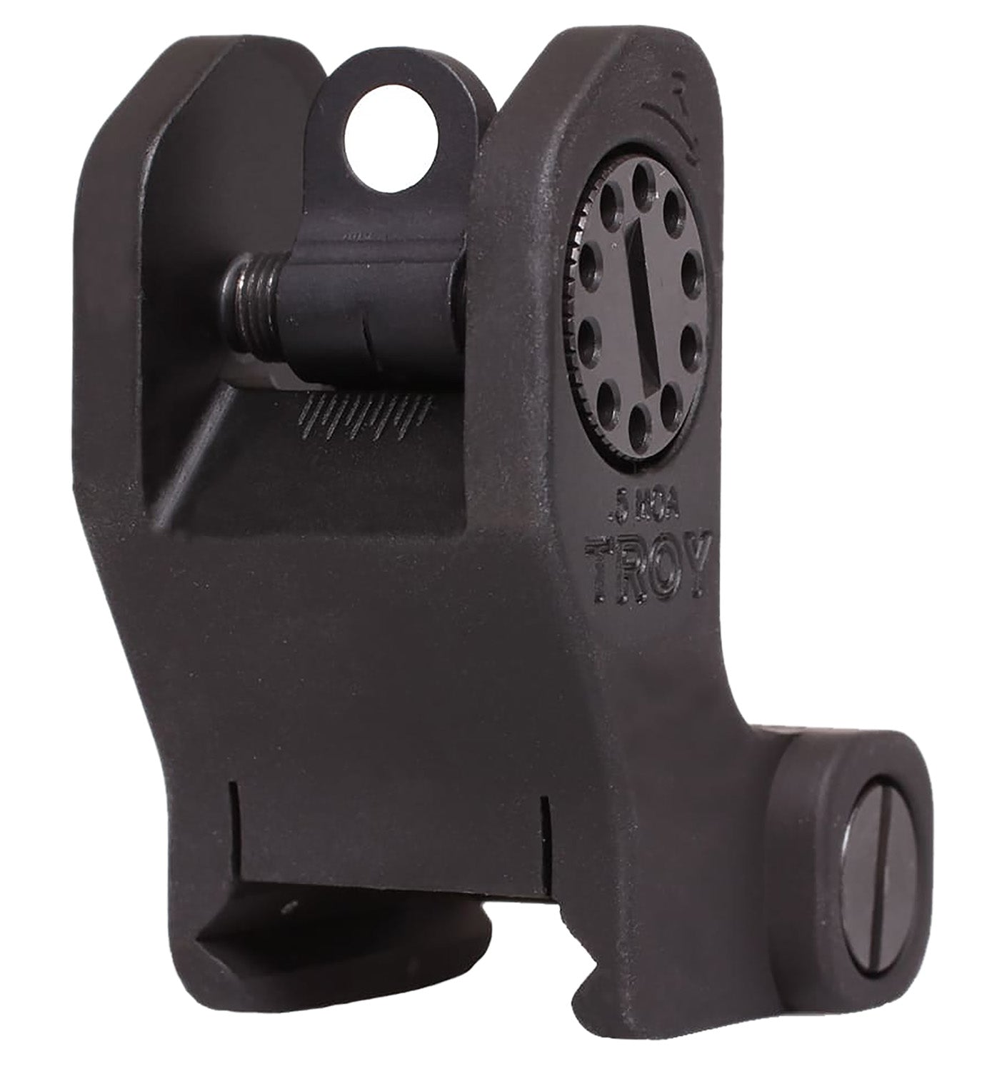 Troy Industries SSIGFRSROBT00 Fixed Rear BattleSight Round Black Hardcoat Anodized for AR-15/AR-10