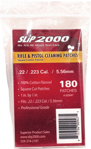 Slip 2000 .22 Cal 1" Square Cotton Cleaning Patches 180-Pack