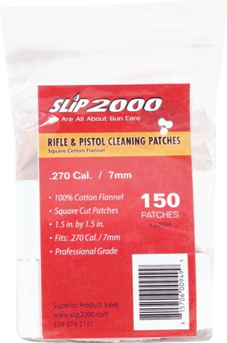 Slip 2000 .270/7mm 1.5" Square Cotton Cleaning Patches 150-Pack
