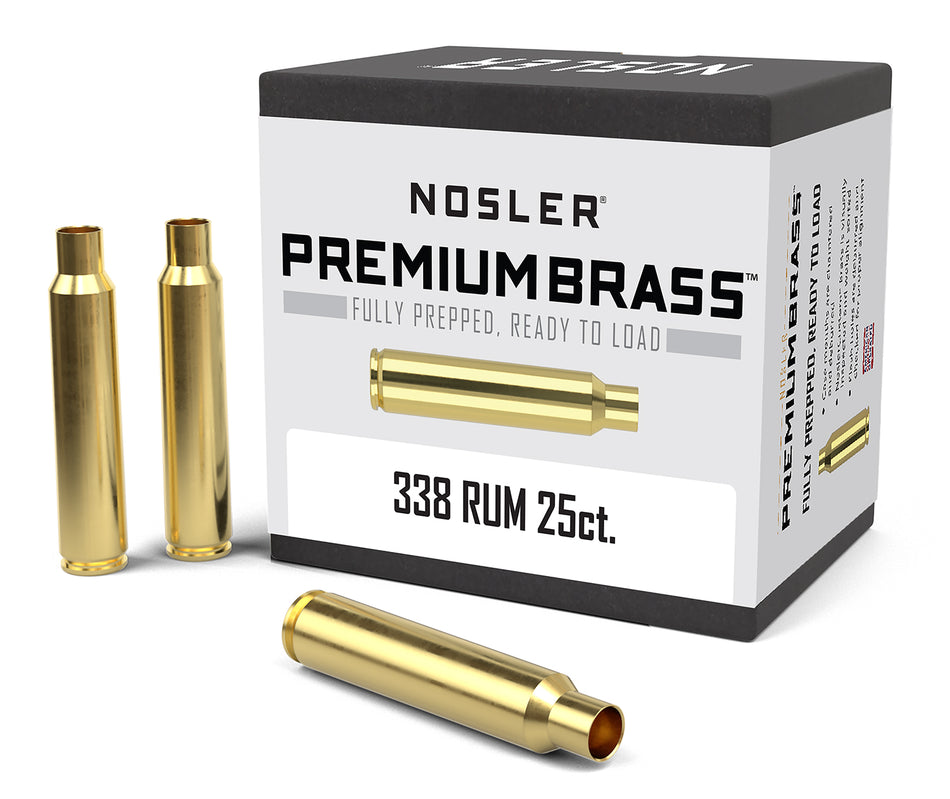 Nosler Premium Unprimed Rifle Brass 338 RUM 25 Per Box
