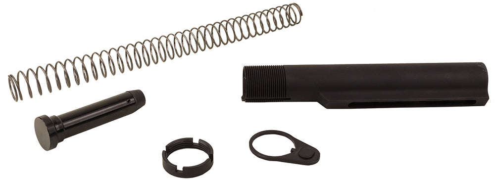 Advanced Technology A5101050 Commercial Buffer Tube Assembly AR-15 Black Anodized 6061-T6 Aluminum 6-Position with Castle Nut