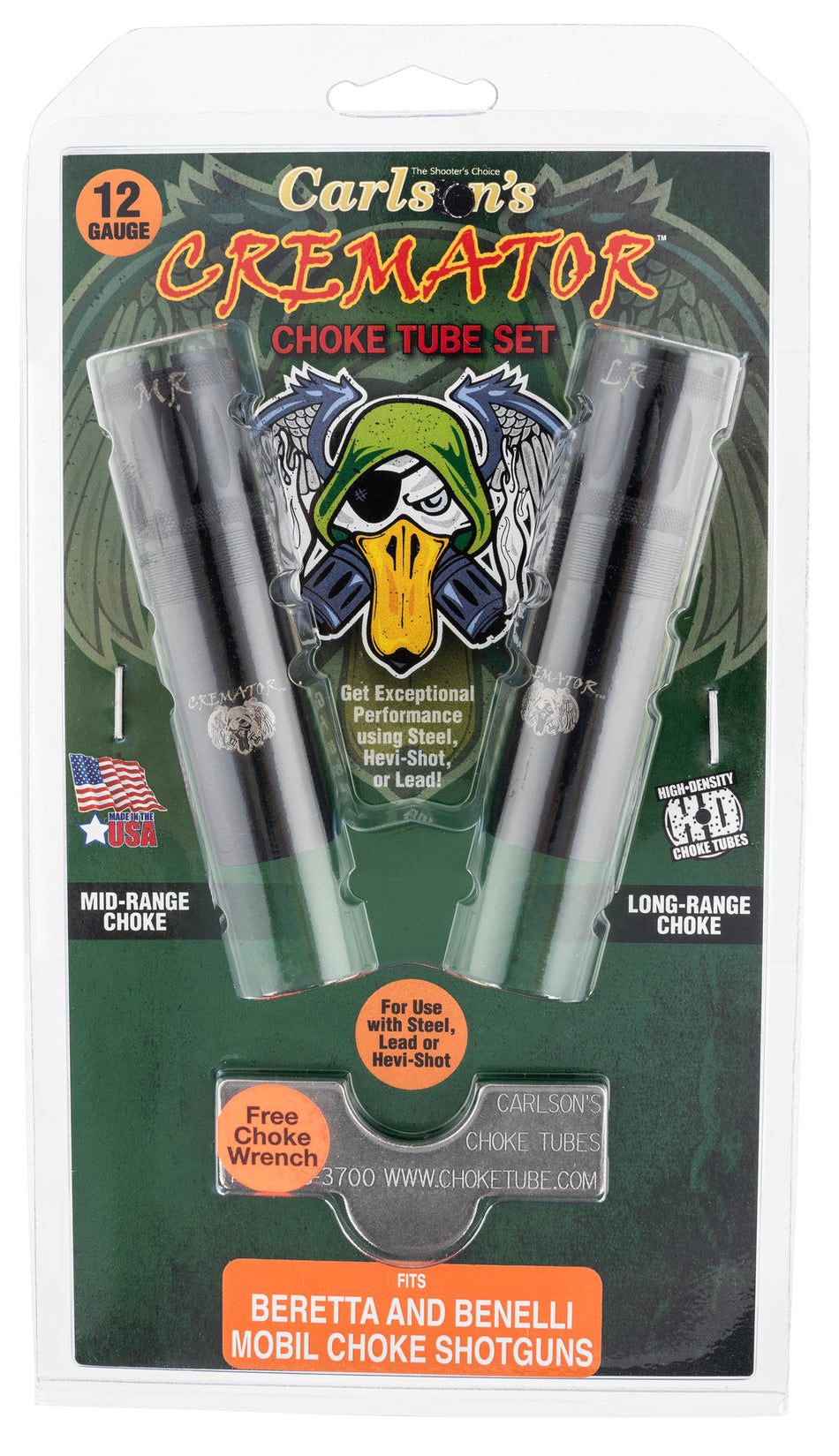 Carlson's Cremator Choke Tube Beretta/Benelli Mobil 12 Gauge Mid/Long Range Non-Ported Stainless