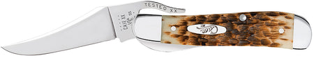 Case 02606 RussLock 2.70" Folding Clip Plain Tru-Sharp SS Blade Peach Seed Jigged Amber Bone Handle