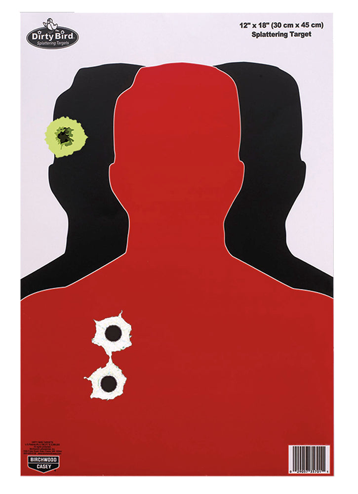 Birchwood Casey Dirty Bird Silhouette 12"x18" Pistol Tagboard Hanging Target Black/Red 8 Pack
