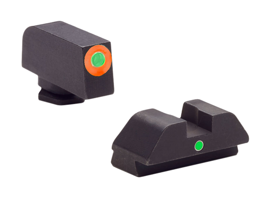 AmeriGlo GL205 i-Dot Sight Set for Glock - Green Tritium Orange Outline Front & Green Rear