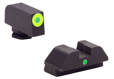 AmeriGlo GL305 i-Dot Sight Set for Glock - Green Tritium LumiGreen Outline Front & Green Rear
