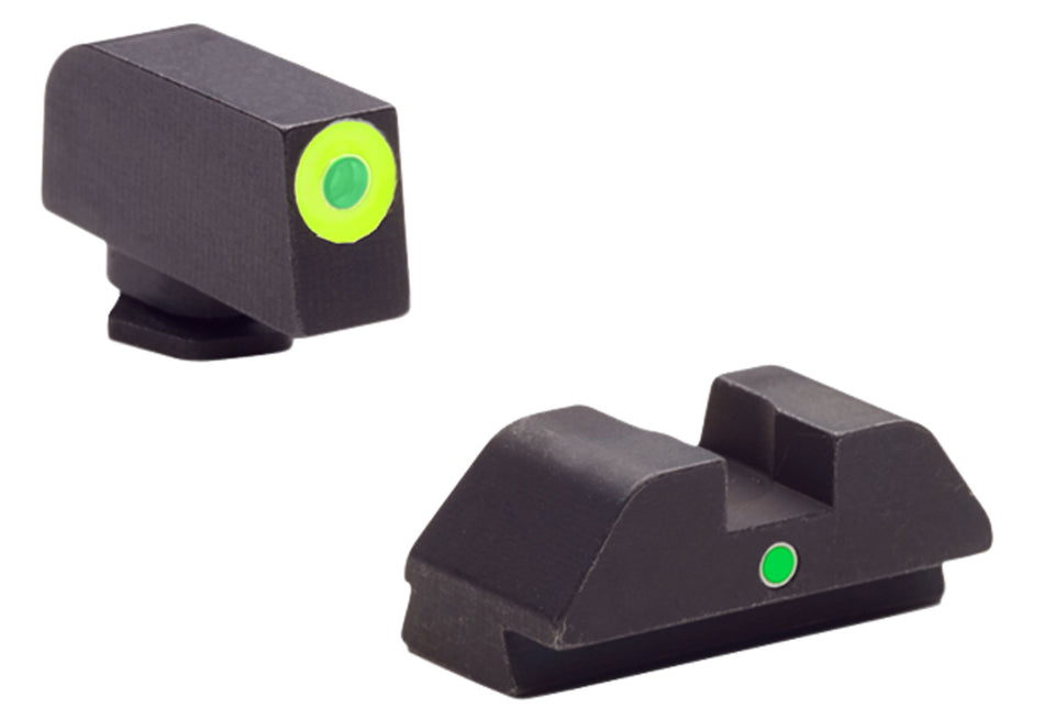 AmeriGlo GL305 i-Dot Sight Set for Glock - Green Tritium LumiGreen Outline Front & Green Rear