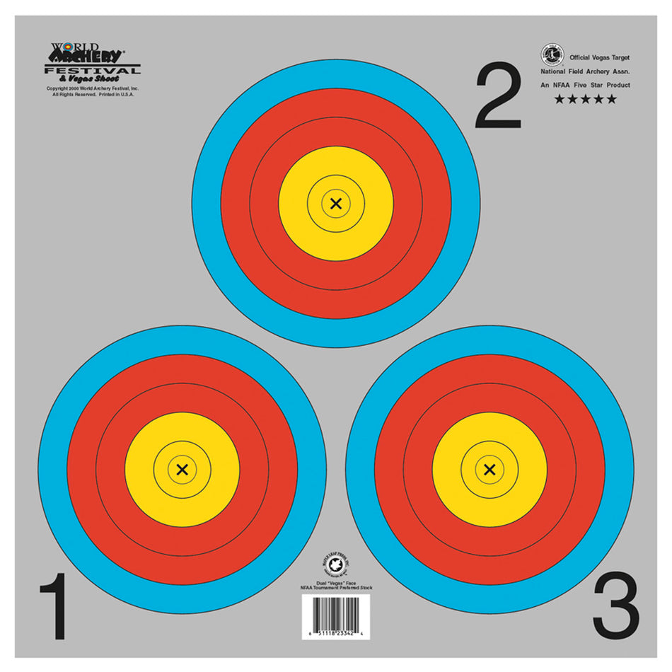 Maple Leaf NFAA Vegas 3-Spot Archery Target Face 100 Pack