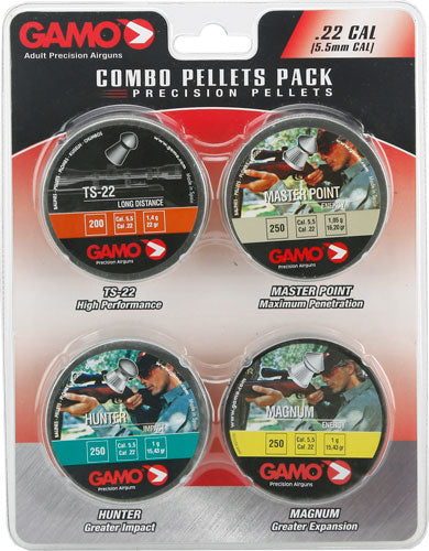 Gamo .22 Cal Combo Assortment TS-22 Hunter Mag and Master Point Pellet Pack