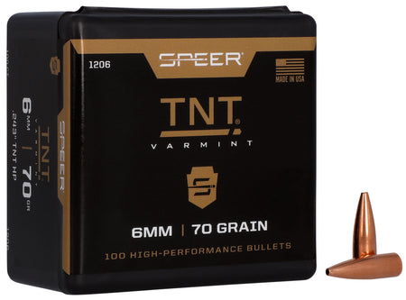 Speer TNT Varmint Bullet 6mm 70gr Jacketed Hollow Point 100ct