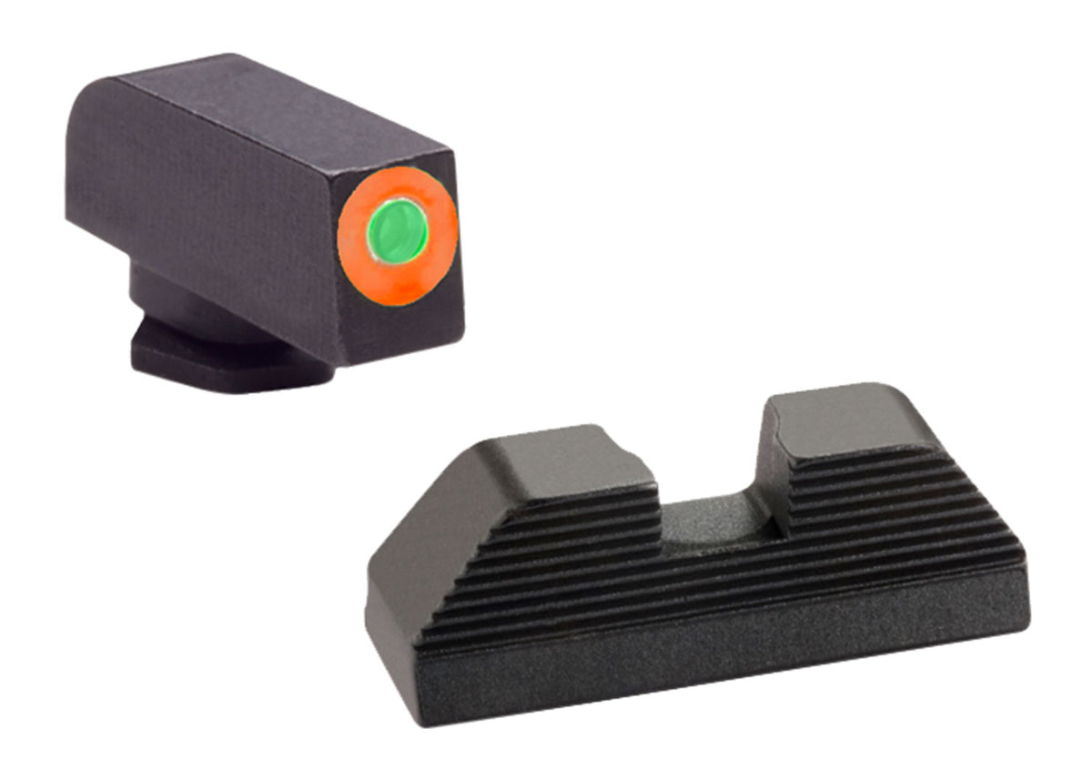 AmeriGlo GL436 Protector Sight Set for Glock - Green Tritium Orange Outline Front & Black Rear