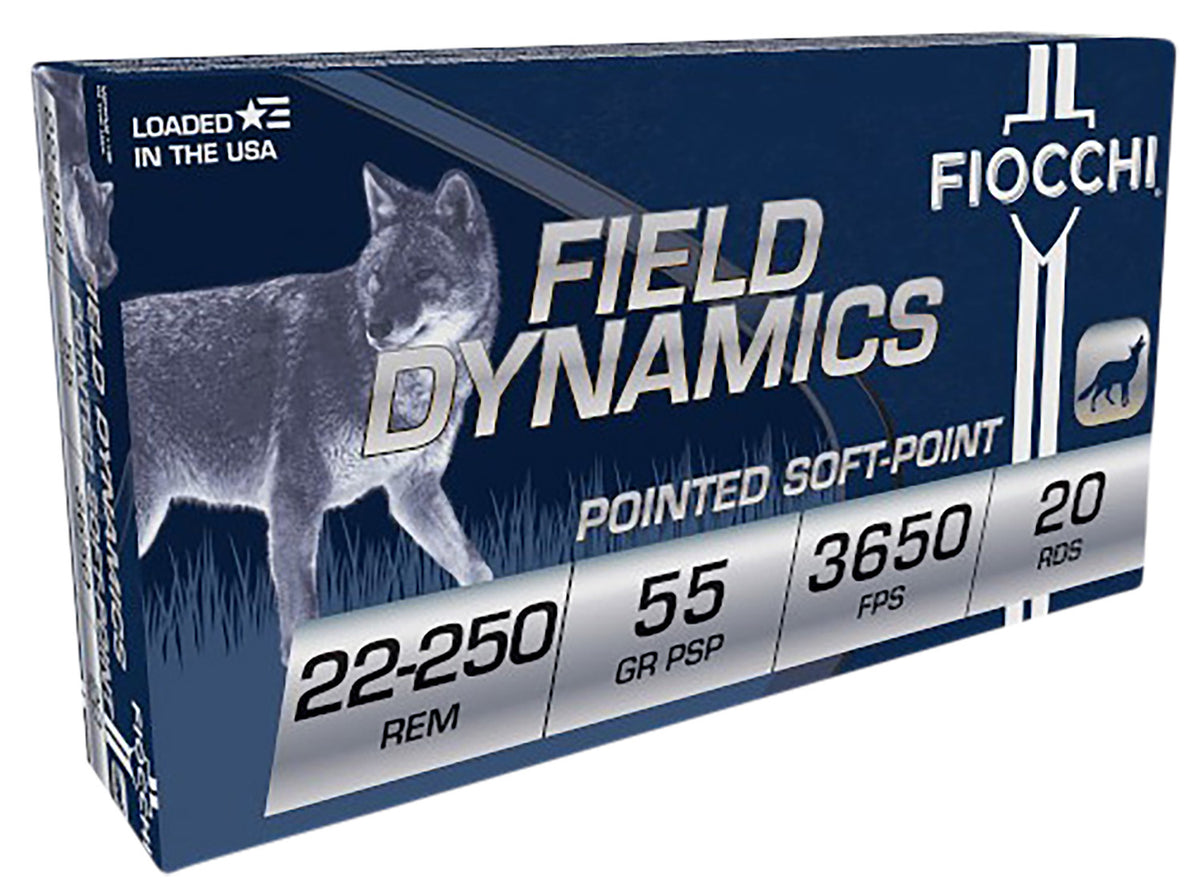 Fiocchi 22250B Field Dynamics Pointed Soft Point PSP 55 Grain .22-250 Remington