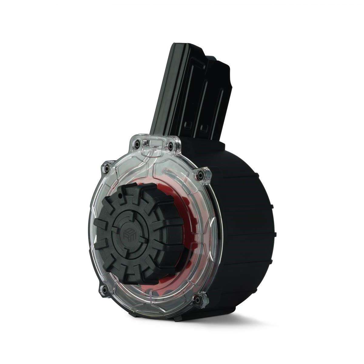Typhoon Defense Black River 20-Round Drum Magazine 12 Gauge Black with Red Parts