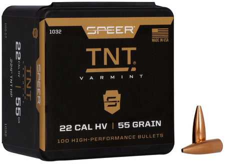 Speer 1032 22Cal 55gr TNT Hollow Point Bullets 100 Per Box