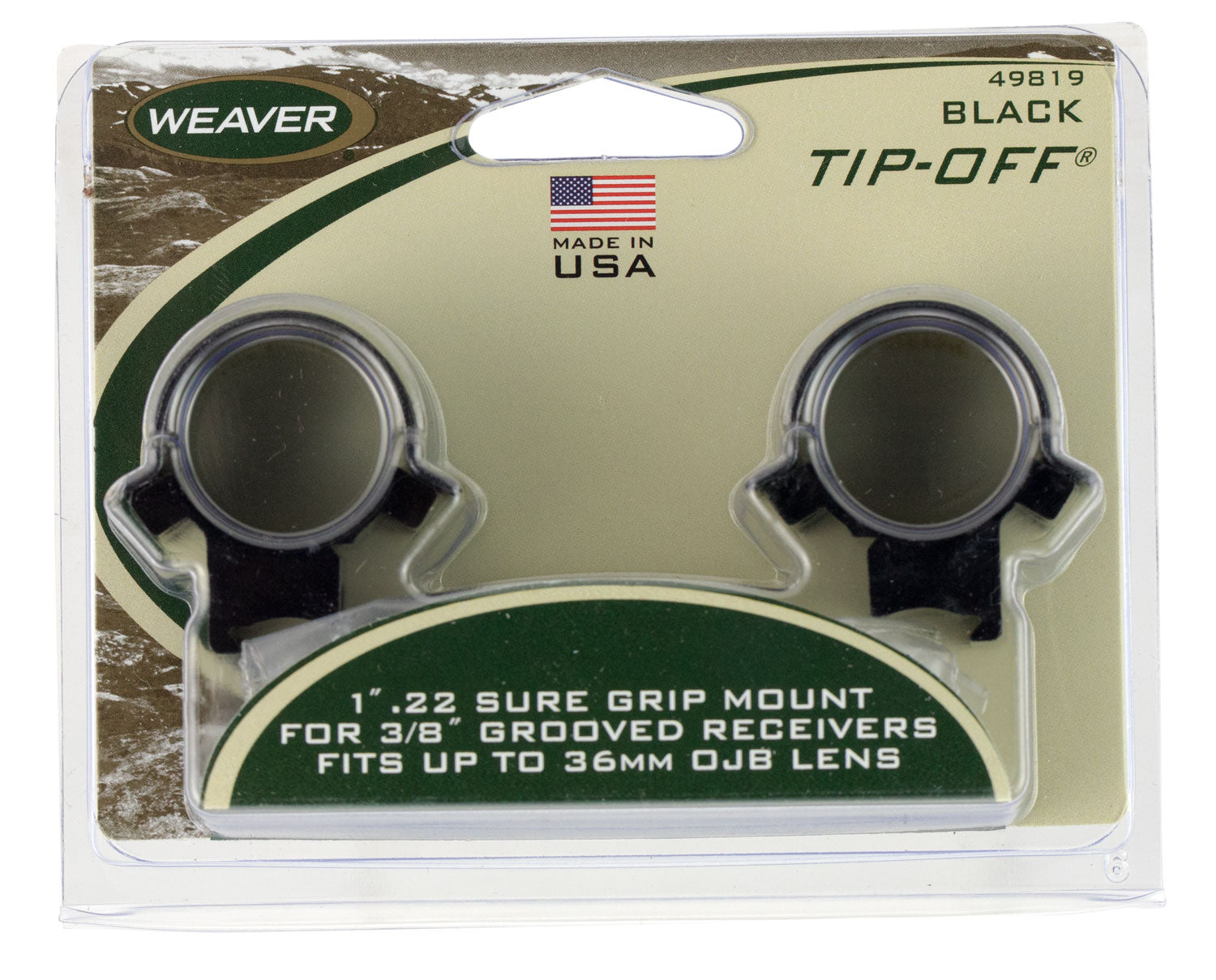 Weaver 49819 .22 Tip-Off Scope Rings Black 1"