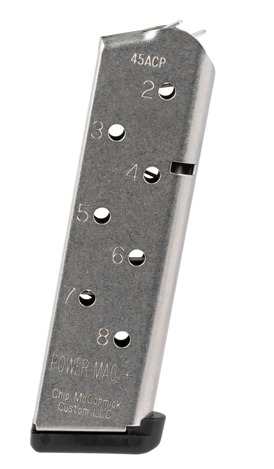 CMC Products 12131 Power Mag Plus 8rd .45 ACP 1911 Government Magazine, Stainless Steel with Black Base Pad