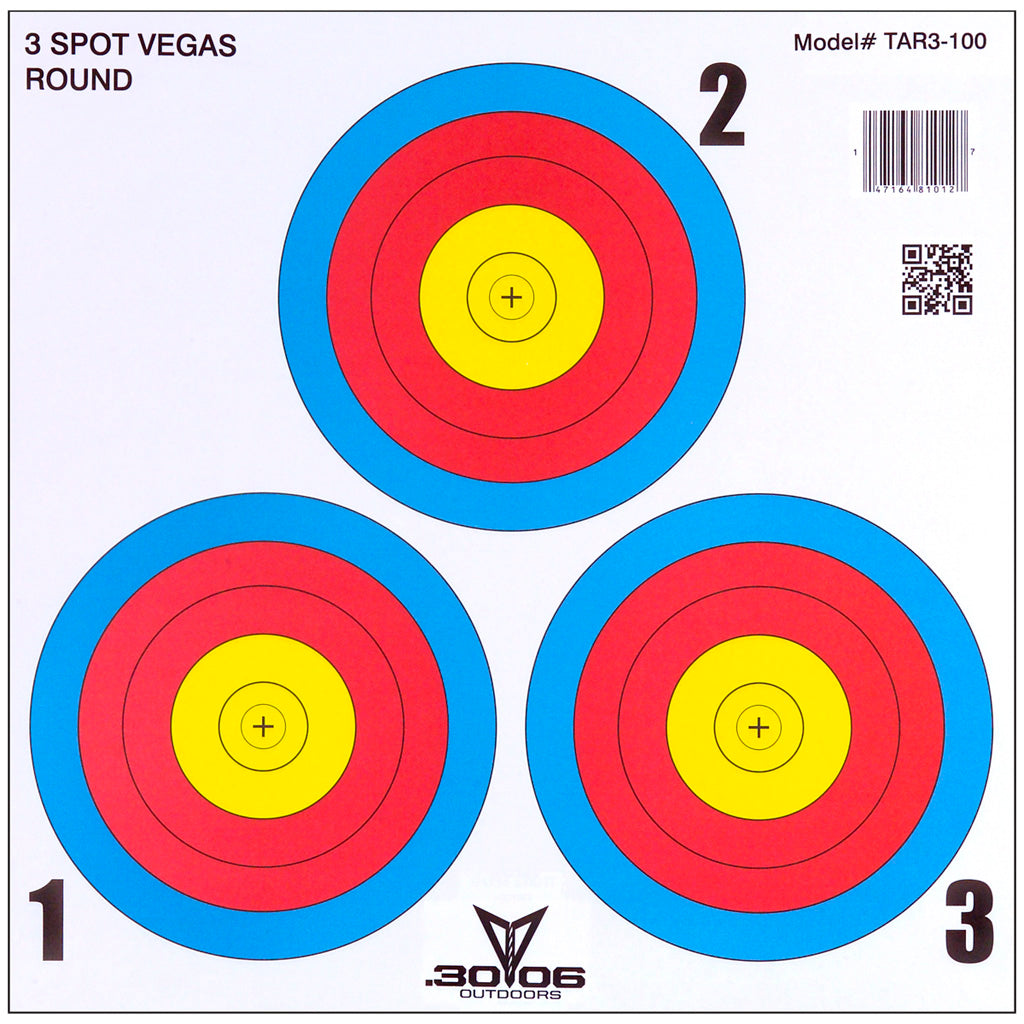 30-06 3 Spot Vegas Style Archery Paper Targets 100 pk.