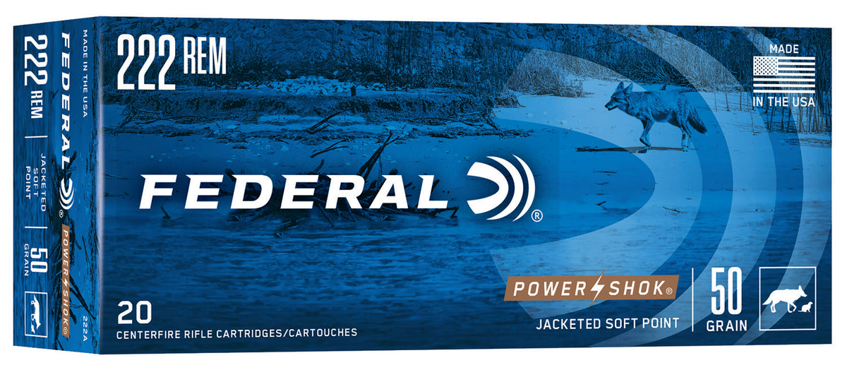 Federal PowerShok .222 Remington 50 gr JSP ammo