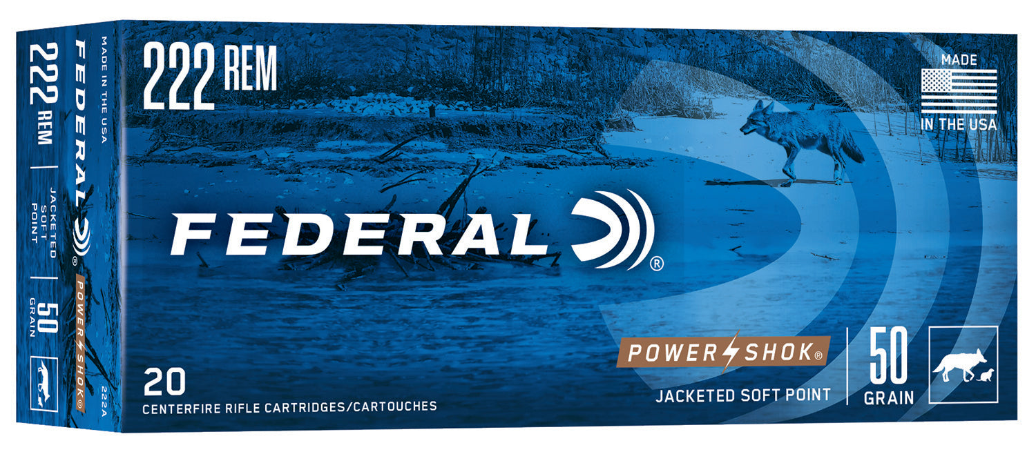 Federal PowerShok .222 Remington 50 gr JSP ammo
