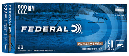 Federal PowerShok .222 Remington 50 gr JSP ammo