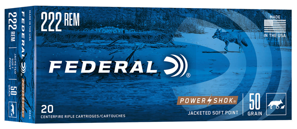 Federal PowerShok .222 Remington 50 gr JSP ammo