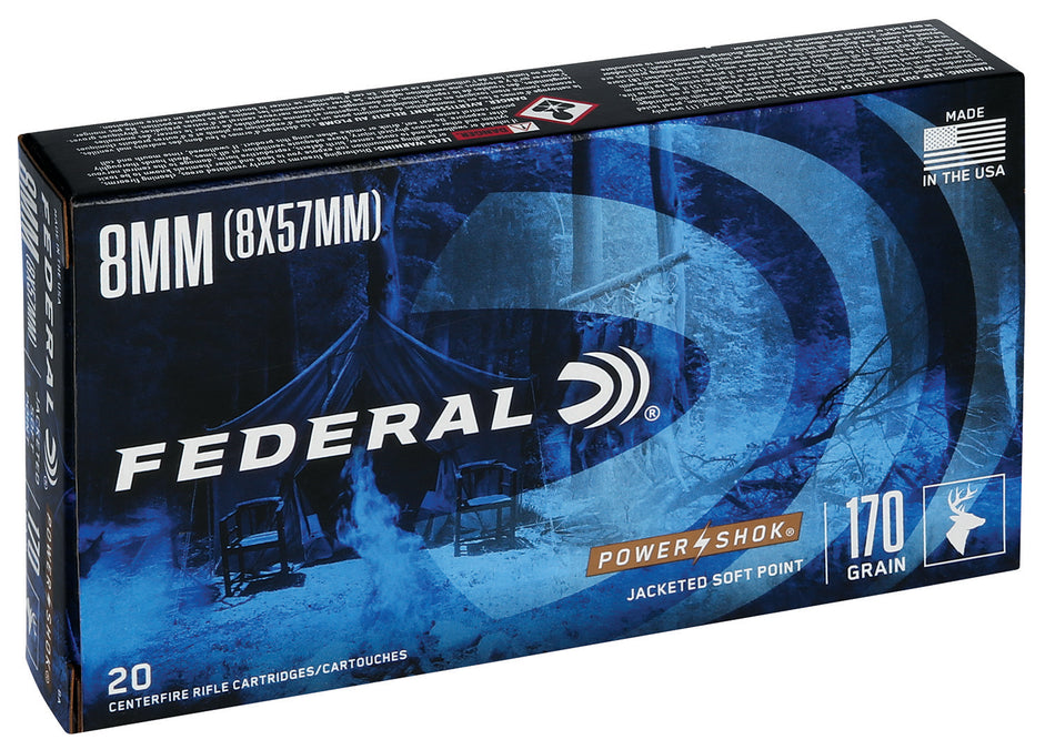 Federal 8A PowerShok Jacketed Soft Point JSP 170 Grain 8mm Mauser