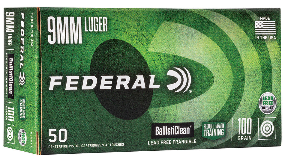 Federal BC9NT3 BallistiClean Reduced Hazard Training Lead-Free Frangible  100 Grain 9mm Luger/Parabellum