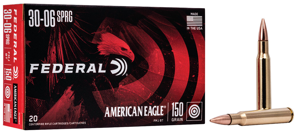 American Eagle AE3006N  Full Metal Jacket Boat Tail FMJBT 150 Grain .30-06 Springfield