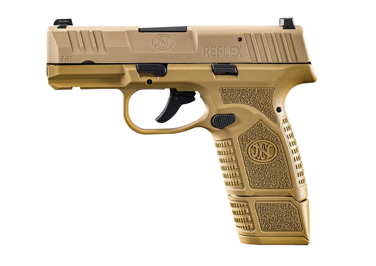 FN 66101409 Reflex Micro-Compact Frame 9mm Luger 15+1/11+1, 3.30" Black Target Crown Steel Barrel, Flat Dark Earth PVD Serrated Steel Slide & Polymer Frame w/Picatinny Rail, Ambidextrous