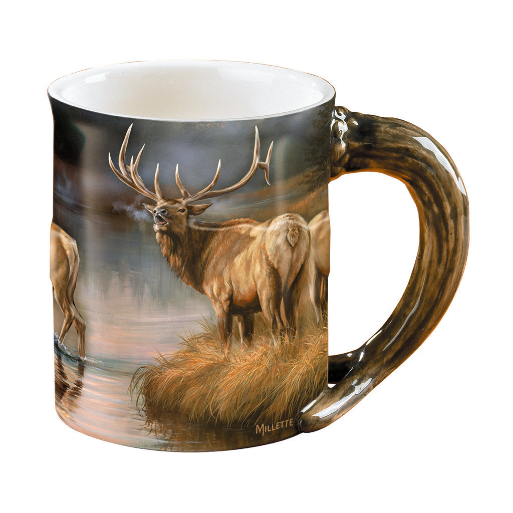 Wild Wings Sculpted Mug Autumn Mist Elk 16 oz.