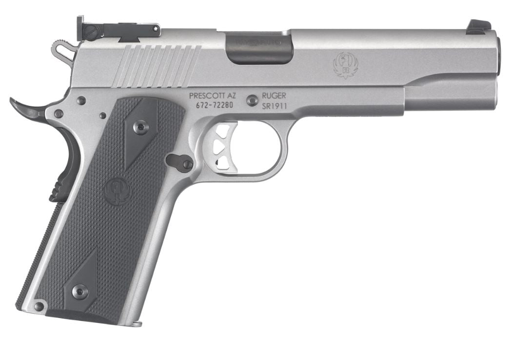 Ruger 6739 SR1911 Target 10mm Auto 8+1 5" Black Bull Barrel, Serrated Stainless Steel Slide, Stainless Steel Frame w/Beavertail, Black Rubber Grip