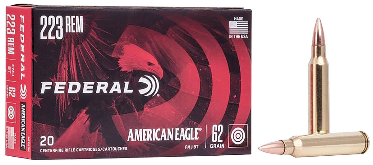 American Eagle AE223N  Full Metal Jacket Boat Tail FMJBT 62 Grain .223 Remington