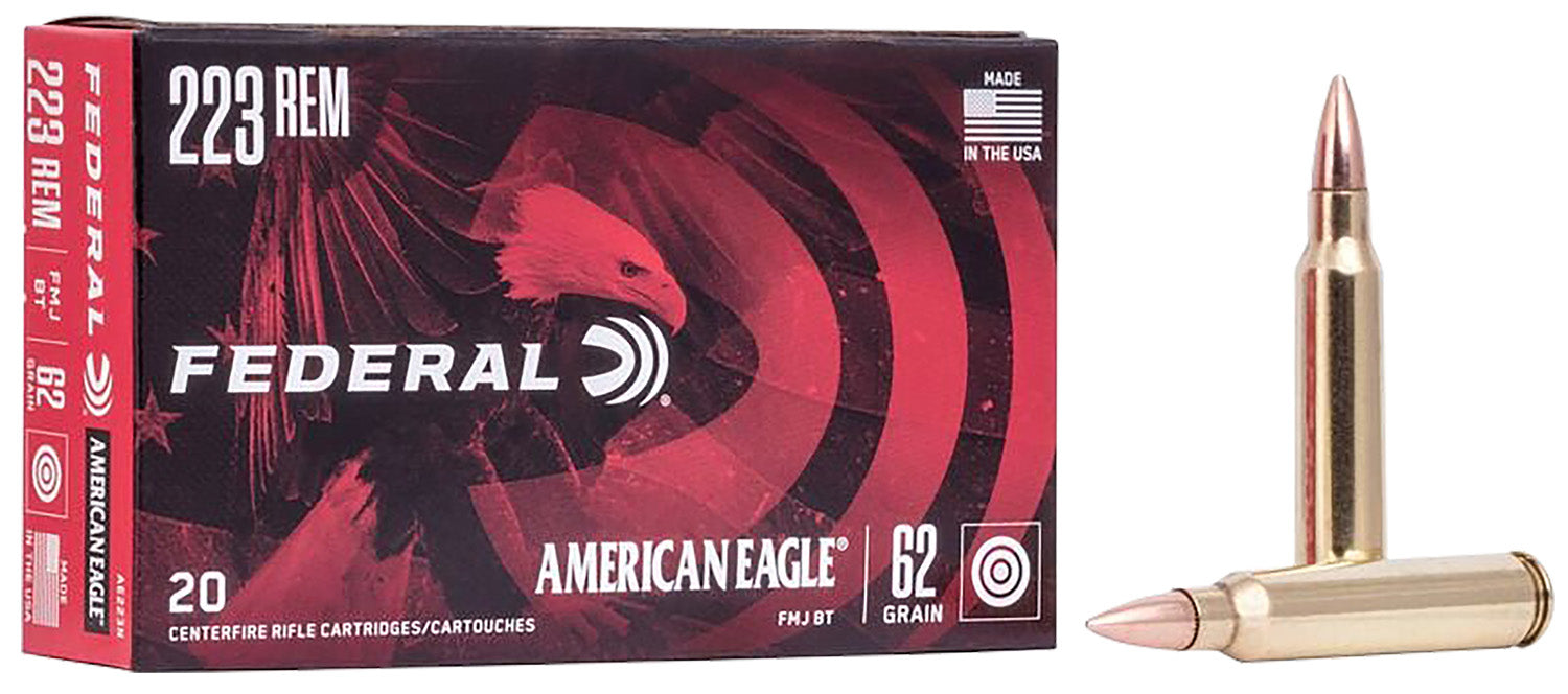 American Eagle AE223N  Full Metal Jacket Boat Tail FMJBT 62 Grain .223 Remington