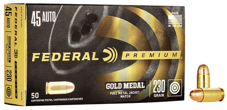 Federal GM45A Premium Gold Medal Full Metal Jacket FMJ 230 Grain .45 ACP/Auto