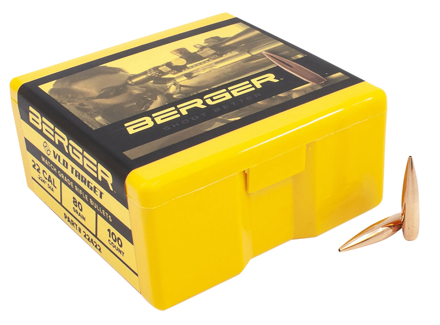 Berger 22Cal 80gr VLD Target Long Range Match Grade Reloading Bullets 100/Box