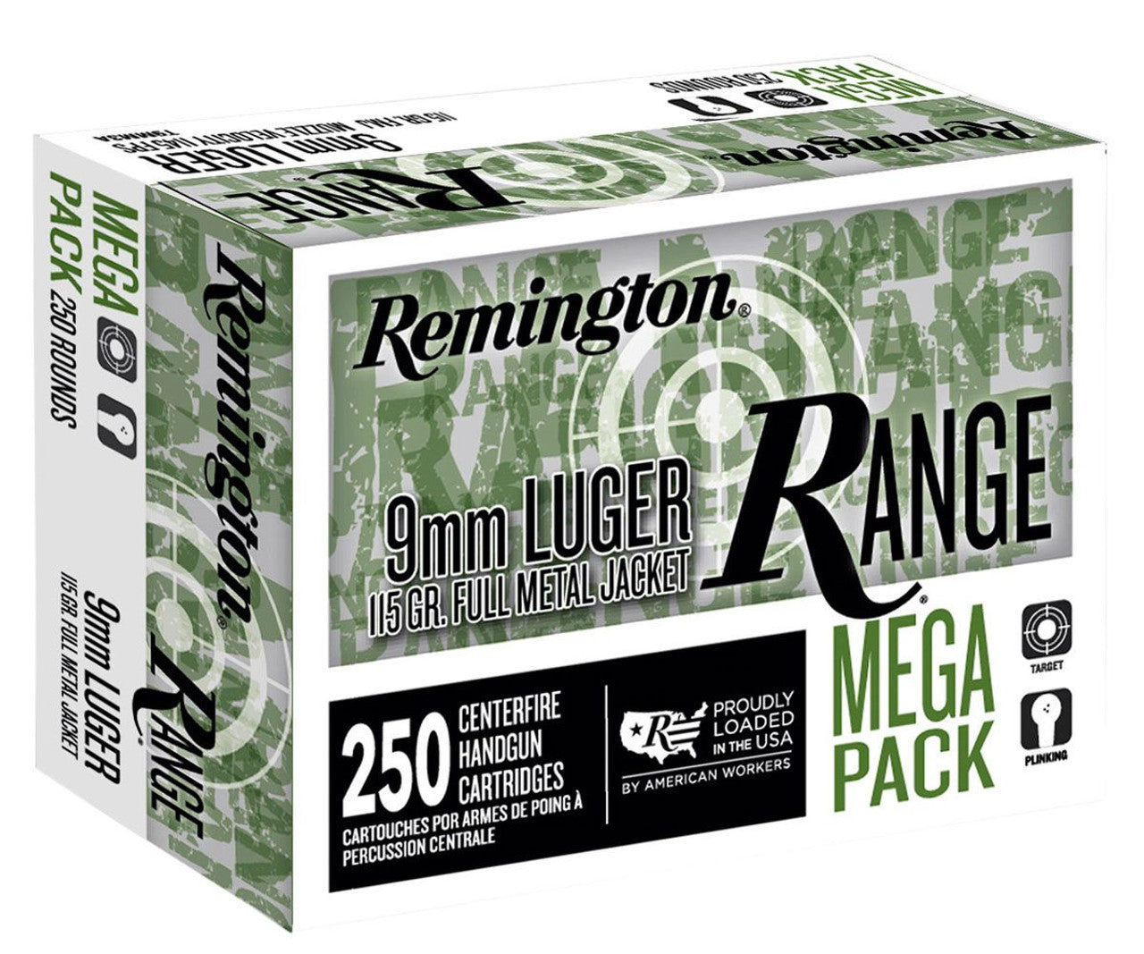 Remington R23965 Range Mega Pack Full Metal Jacket FMJ 115 Grain 9mm Luger/Parabellum