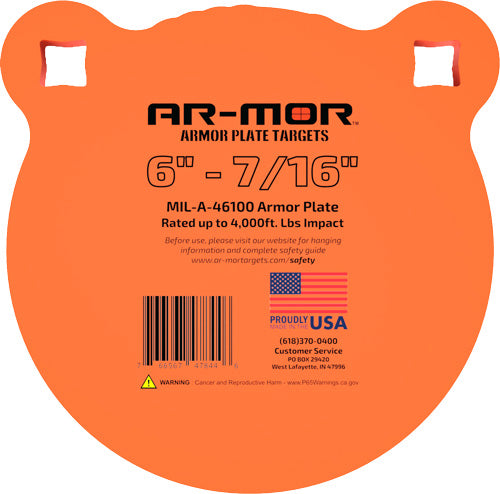 AR-MOR 6" MIL46100 Steel Shooting Gong 7/16" Thick Orange Round