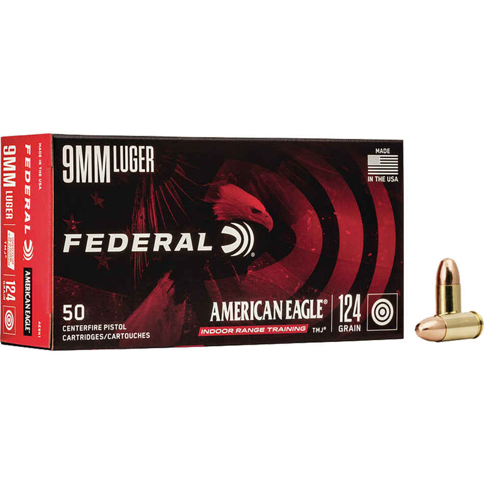 American Eagle AE9N1  Total Metal Jacket TMJ 124 Grain 9mm Luger/Parabellum