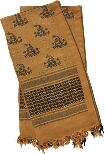 Red Rock Shemagh Tactical Head Wrap Don't Tread on Me Coyote and Black