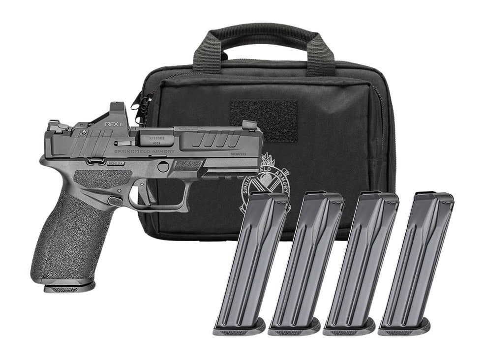 Springfield Armory EC9409BFCCAPAC Echelon 40F.C Gear Pac *CA Compliant 9mm Luger 10+1 4" Black Melonite Barrel, Steel Optic Ready/Serrated Slide, Black Polymer Frame w/Picatinny Rail, Ambidextrous
